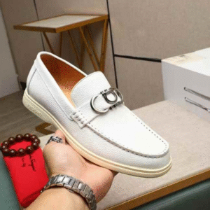WHITE LEATHER LOAFERS