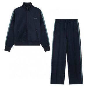 NAVY TRACKSUIT WITH GREEN SIDE STRIPES