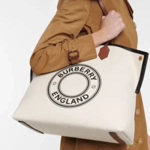 SOCIETY LEATHER TRIMMED CANVAS TOTE BAG