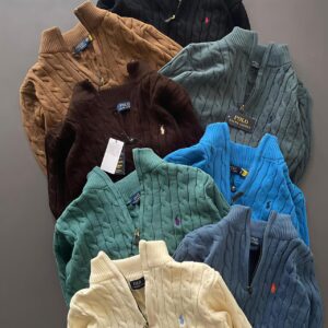 CABLE KNIT ZIP PULLOVERS