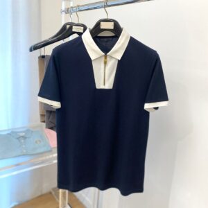 LUXE CONTRAST ZIP POLO SHIRT