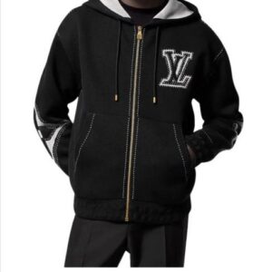 GRAPHIC INTARSIA ZIPPER HOOD