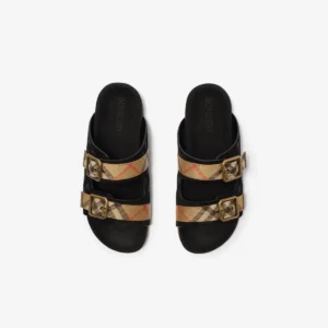 CHECK SUEDE SANDALS